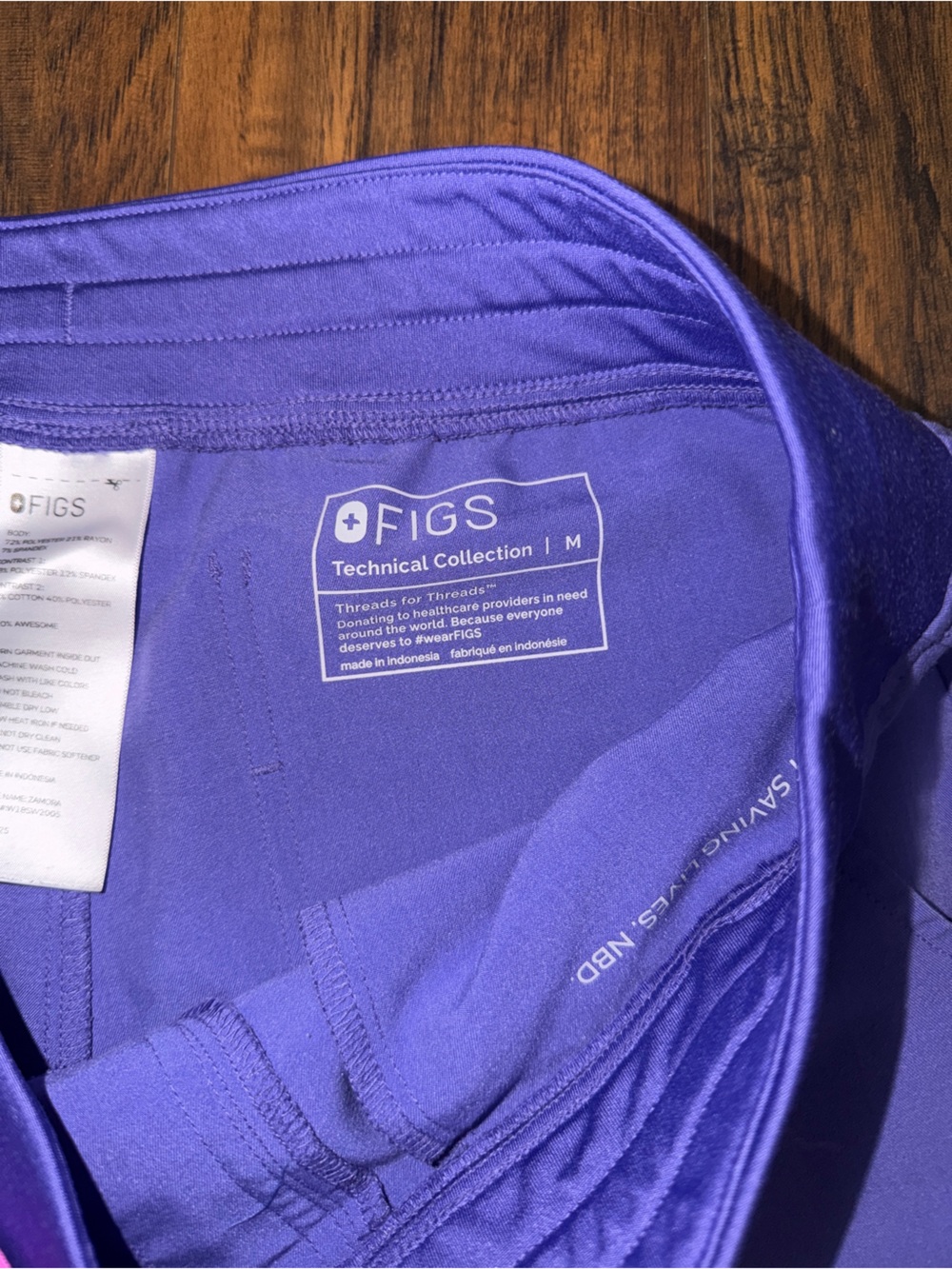 Figs Purple Jogger Bottoms with Pink Drawstring. Good used condition. - Picture 2 of 2